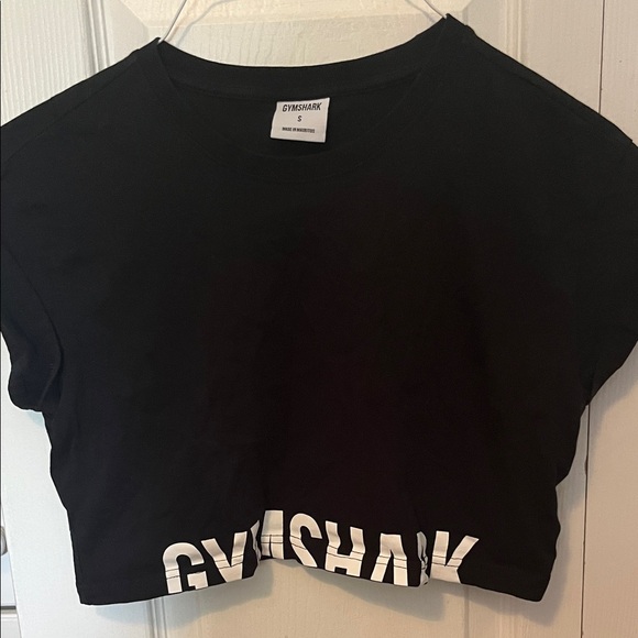 Gymshark Tops - Gymshark Black Cropped Tee with White Logo
